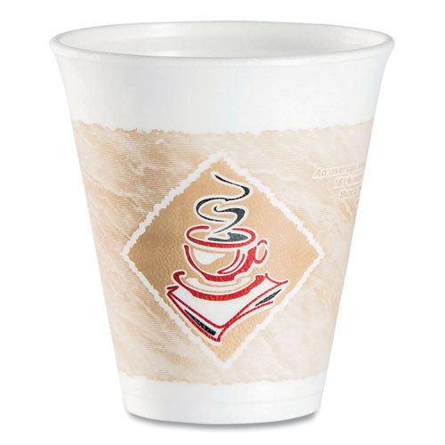 Cafe G Foam Hot/cold Cups, 12 Oz, Brown/red/white, 1,000/carton