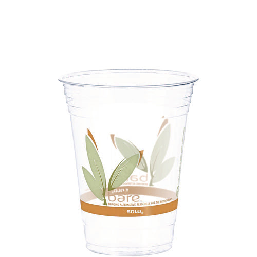 Bare Eco-Forward RPET Cold Cups, ProPlanet Seal, 16 oz to 18 oz, Leaf Design, Clear, 50/Pack, 20 Packs/Carton