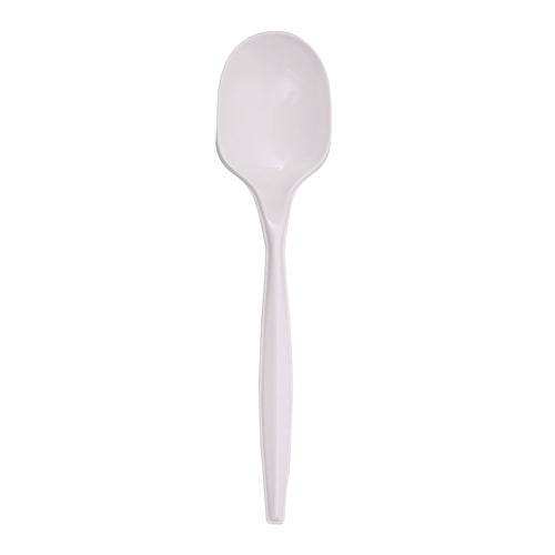 Mediumweight Polypropylene Cutlery, Soup Spoon, White, 1000/carton