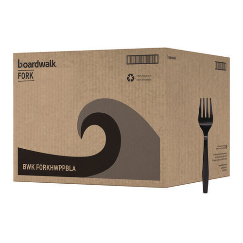 Heavyweight Polypropylene Cutlery, Fork, Black, 1000/carton