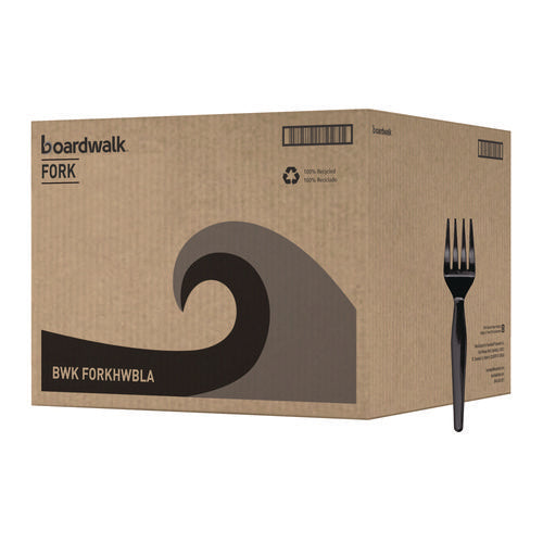 Heavyweight Polystyrene Cutlery, Fork, Black, 1000/carton