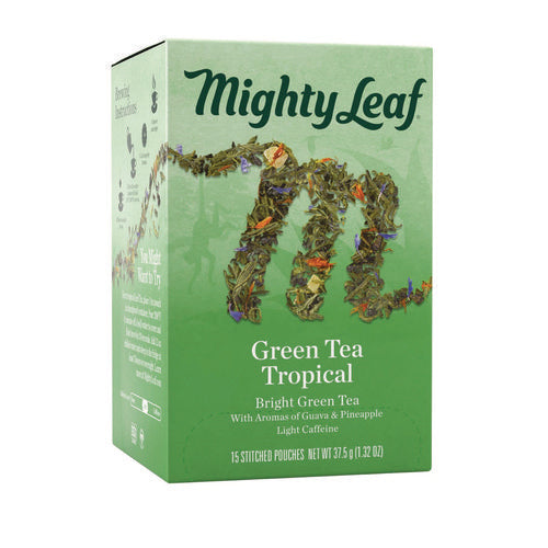 Whole Leaf Tea Pouches, Green Tea Tropical, 15/box