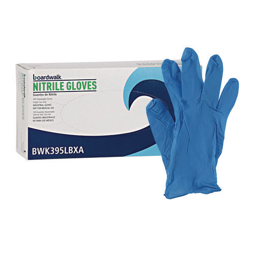 Disposable General-Purpose Powder-Free Nitrile Gloves, Large, Blue, 5 mil, 100/Box