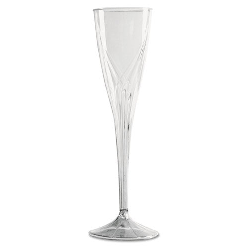 Classicware One-Piece Champagne Flutes, 5 Oz, Clear, Plastic, 10/pack, 10 Packs/carton