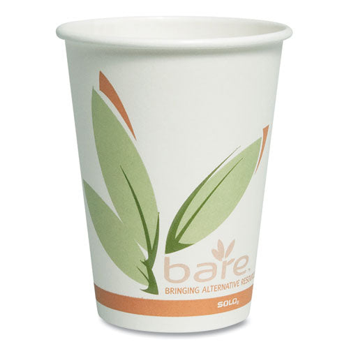 Bare Eco-Forward Recycled Content PCF Paper Hot Cups, ProPlanet Seal, 12 oz, Green/White/Beige, 1,000/Carton