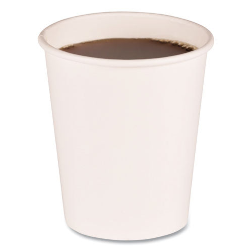 Paper Hot Cups, 8 oz, White, 50 Cups/Sleeve, 20 Sleeves/Carton