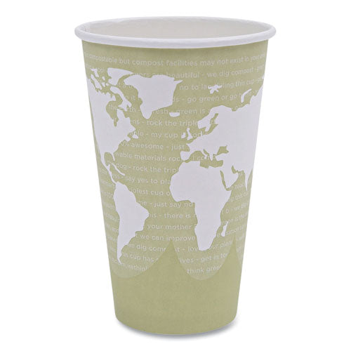 World Art Renewable And Compostable Hot Cups, 16 Oz, 50/pack, 20 Packs/carton