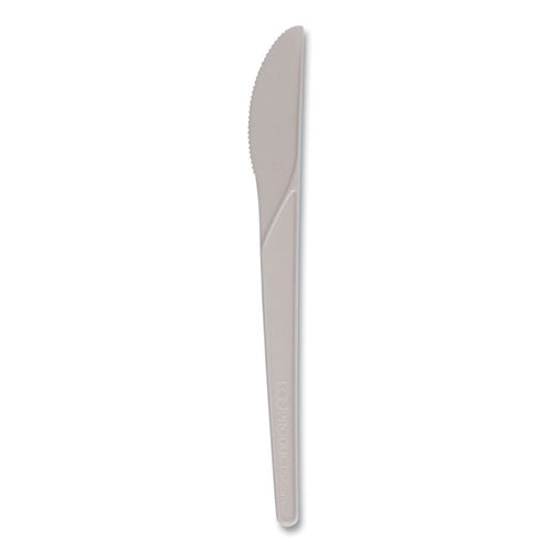 Plantware Compostable Cutlery, Knife, 6", Pearl White, 50/pack, 20 Pack/carton