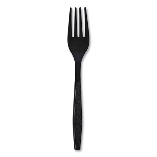 Heavyweight Wrapped Polypropylene Cutlery, Fork, Black, 1,000/carton