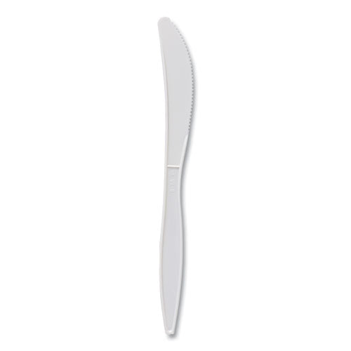 Mediumweight Polypropylene Cutlery, Knife, White, 1000/carton