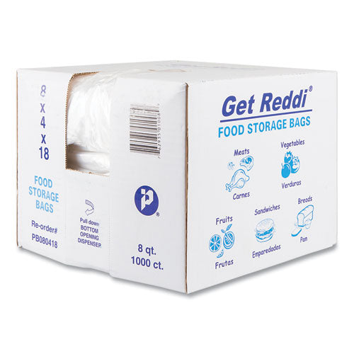 Food Bags, 8 Qt, 0.85 Mil, 8" X 18", Clear, 1,000/carton