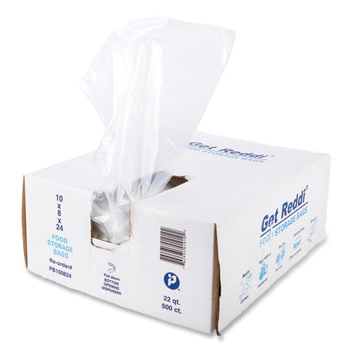 Food Bags, 22 Qt, 1 Mil, 10" X 24", Clear, 500/carton