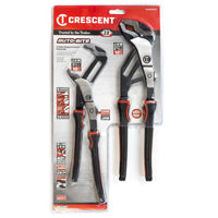 Crescent Z2 Auto-Bite Series RTABCGSET2 Tongue and Groove Plier Set, 2-Piece, Alloy Steel, Black/Rawhide, Polished