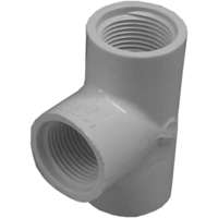 LASCO 405007BC Pipe Tee, 3/4 in, FPT, PVC, White, SCH 40 Schedule