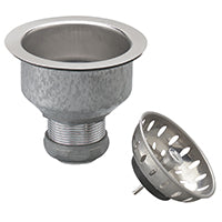 Plumb Pak PP5412 Basket Strainer with Fixed Cup Lock, Stainless Steel, For: 3-1/2 in Dia Opening Cast Iron Kitchen Sink