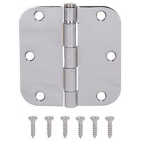 ProSource 20347BCX Door Hinge, Steel, Chrome, Loose Pin, 180 deg Range of Motion, Screw Mounting