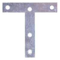 ProSource TP-Z04-C2PS T-Plate, 4 in L, 4 in W, 2 mm Thick, Steel, Zinc