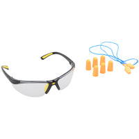 Diamondback 541839 Ear Plugs and Safety Glasses Combo, Unisex, 3.5 x 1.6 in Lens, PC Lens, Half Frame Frame, Black Frame