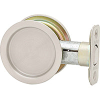 Kwikset 334 15 RND Pocket Door Lock, Satin Nickel, 2-3/8 in Backset