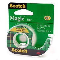 Scotch Magic 104 Office Tape, 450 in L, 1/2 in W, Plastic Backing