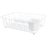 Simple Spaces JI-25W-3L Dish Drainer with Cutlery Basket, 20 lb Capacity, 13-1/2 in L, 13-3/4 in W, 5-1/2 in H, Steel