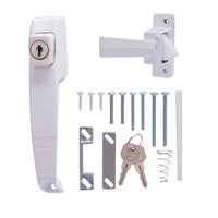 ProSource 47015-UKW-PS Pushbutton Latch, Zinc, White, 5/8 to 1-1/2 in Thick Door, 5/8 in Backset, 5-7/8 in Lever/Knob