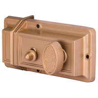 ProSource Rim Night Latch, Keyed Different Key, Brass, Brass, KW1 Keyway, 1-2-3/8 in Thick Door