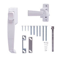 ProSource 47015-UW-PS Pushbutton Latch, Zinc, White, 5/8 to 1-1/2 in Thick Door, 5/8 in Backset, 5-7/8 in Lever/Knob