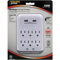 PowerZone ORUSB346S USB Charger with Surge Protection, 2 -Pole, 3.4 A