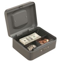 ProSource TS0037 Cash Box, 7-7/8 L x 6-1/4 W x 3-1/2 H in Exterior, Steel, Combination Lock, 3-Compartment