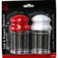 CHEF CRAFT 21042 Salt and Pepper Shaker, Plastic, Clear/Red/White