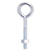 ProSource LR266 Eye Bolt, 4.8 mm Thread, Machine Thread, 1 in L Thread, 3/4 in Dia Eye, 79 lb Working Load, Steel, Zinc