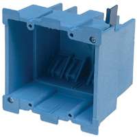 Carlon BH234R Outlet Box, 2 -Gang, PVC, Blue, Clamp Mounting