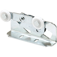 Prime-Line N 6531 Roller Assembly, 7/8 in Dia Roller, 1/4 in W Roller, Steel, Silver, 2-Roller, 75 lb, Top Mounting