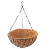 Landscapers Select GB-4303-3L Hanging Planter, Circle, 22 lb Capacity, Natural Coconut/Steel, Matte Green