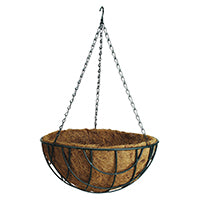 Landscapers Select GB-4337-3L Hanging Planter with Natural Coconut Liner, Circle, 22 lb Capacity, Matte Black