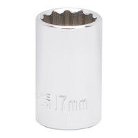 Vulcan MT6529911 Drive Socket, 17 mm Socket, 1/2 in Drive, 12-Point, Chrome Vanadium Steel, Chrome