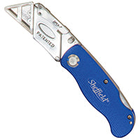 Sheffield 12113 Utility Knife, 2-1/2 in L Blade, Stainless Steel Blade, Textured Handle, Blue Handle