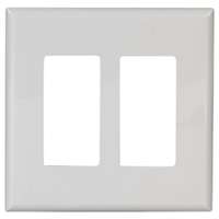 Eaton Cooper Wiring PJ PJS262W Wallplate, 4.87 in L, 4.94 in W, 2 -Gang, Polycarbonate, White, High-Gloss