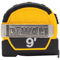 DeWALT DWHT33028 Magnetic Pocket Tape Measure, 9 ft L Blade, 1/2 in W Blade, Steel Blade, ABS Case, Black/Yellow Case