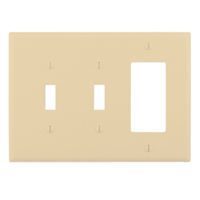 Eaton Wiring Devices PJ226V Combination Wallplate, 4-7/8 in L, 6-3/4 in W, 3 -Gang, Polycarbonate, Ivory