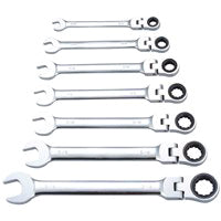 Vulcan FPG7M Wrench Set, 7-Piece, Chrome Vanadium Steel, Mirror Polish, Silver, Specifications: Metric