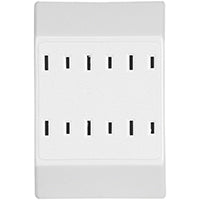 Eaton Wiring Devices C1746W Outlet Adapter, 2 -Pole, 15 A, 125 V, 6 -Outlet, NEMA: NEMA 1-15R, White