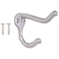 ProSource H62-B075 Coat and Hat Hook, 22 lb, 2-Hook, 1 in Opening, Zinc, Satin Chrome