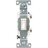 Eaton Wiring Devices C1301-7LTW Toggle Switch, 15 A, 120 V, Polycarbonate Housing Material, White