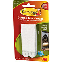 Command 17206 Picture Hanging Strip, 4 lb/set, Foam, White