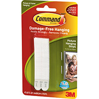 Command 17207 Picture Hanging Strip, 3 lb/set, Foam, White