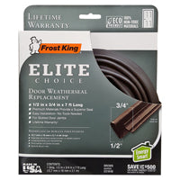 Frost King ES184B Weatherstrip, 3/4 in W, 1/2 in Thick, 7 ft L, Brown