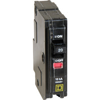 Square D QO QO120C Circuit Breaker, Mini, 20 A, 1 -Pole, 120/240 VAC, 48 VDC, Plug Mounting