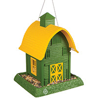 North States 9096 Hopper Bird Feeder, Barn, 5 lb, Plastic, Green/Yellow, 13-1/4 in H, Hanging/Pole Mounting